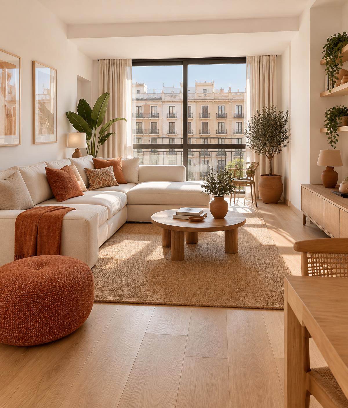 Salón luminoso de una vivienda española